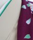 七五三の四つ身[5歳男の子用]濃い紫色　鶴と桜　総柄　袴/グレー　ストライプ No.124M